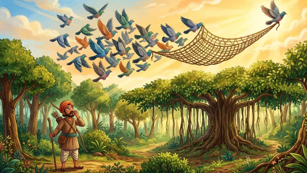 पारधी व कबूतर मराठी गोष्ट